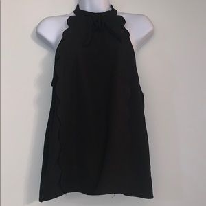 Victoria Beckham High Neck Scallop Trim Tank